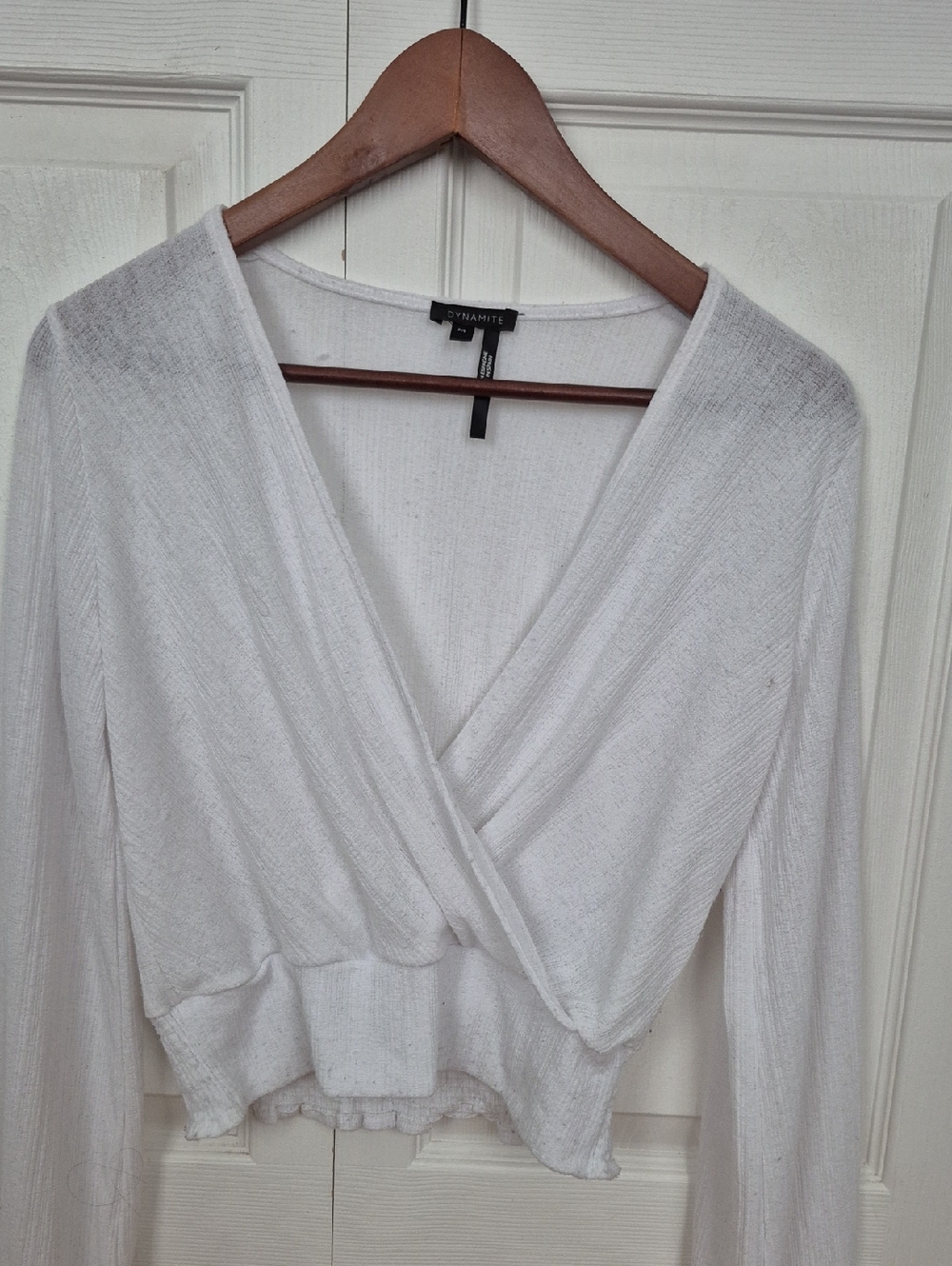 Dynamite White Wrap Knit Cropped Top